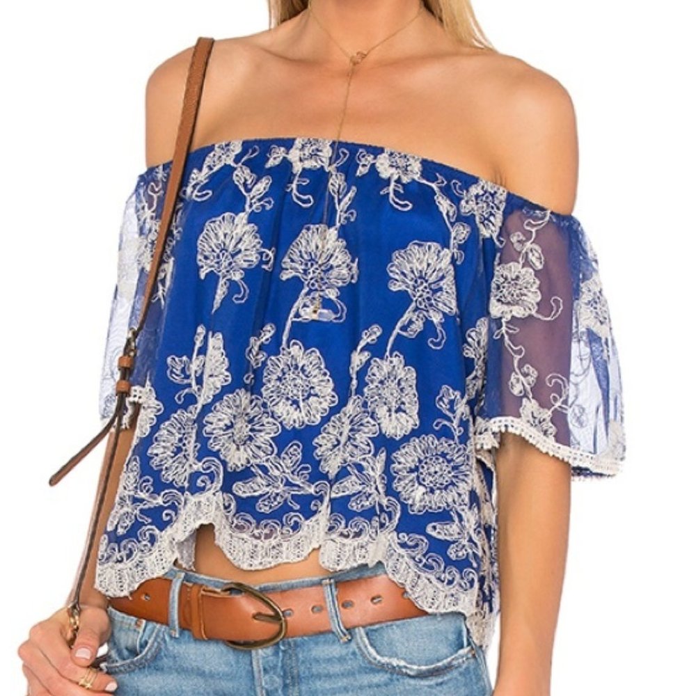 Lovers + Friends Sunbather Floral Embroidered Top